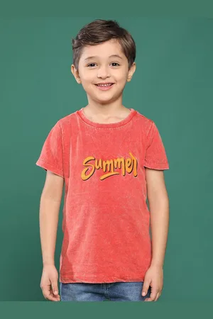 TALES & STORIES Boys Typography Printed Round Neck Cotton T-shirt