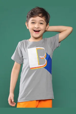TALES & STORIES Boys Typography Printed Round Neck Cotton T-shirt