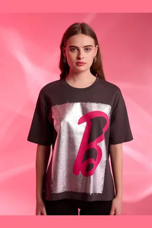 Kazo Graphic Printed Drop-Shoulder Sleeves Barbie T-shirt