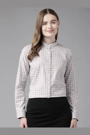 English Navy Women Printed Formal Shirt