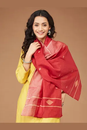 Fabindia Ethnic Motifs Woven Design Cotton Silk Jamdani Stole