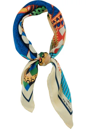 The Tie Hub Men White & Green Printed Scarf