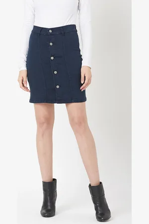 Chemistry Women Stretchable Solid A-line Mini Denim Skirt