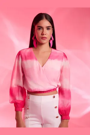 Kazo Ombre Cuffed Sleeves Wrap Barbie Top