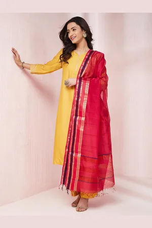 Fabindia Geometric Woven Design Zari Cotton Silk Dupatta