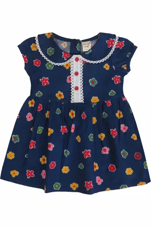 Clothe Funn Peter Pan Collar Printed Cotton A Line Dress