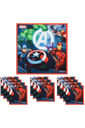 Kuber Industries Kids Pack Of 12 Avengers Printed Cotton Handkerchiefs
