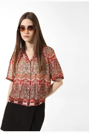 ONLY Ethnic Motifs Printed Spread Collar Casual Shirt
