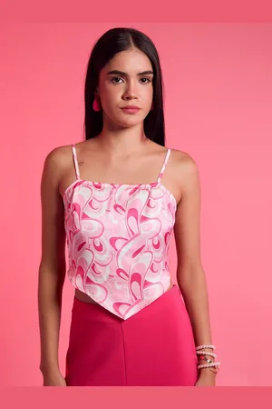 Kazo Geometric Printed Satin Barbie Top