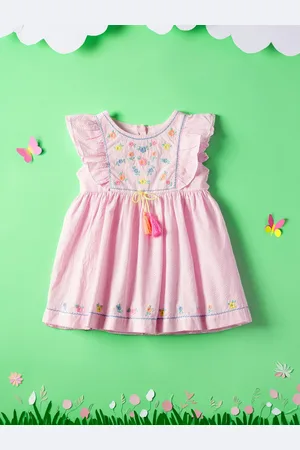 Nauti Nati Infants Embroidered Ruffled Sleeveless Cotton Fit and Flare Dress