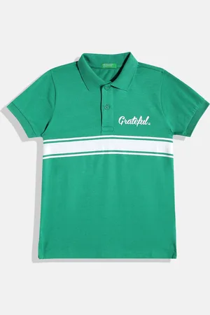 Benetton Boys Striped Detail Regular Fit Polo Collar T-shirt