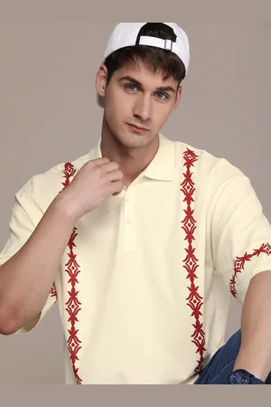 Moda Rapido Men Printed Polo Collar Pure Cotton T-shirt