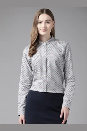 English Navy Women Printed Formal Shirt