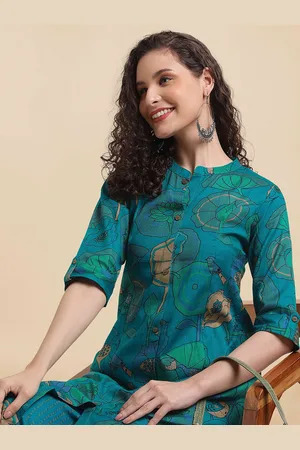Mirchi Fashion Floral Printed Pure Cotton A Line Kurta With Palazzos
