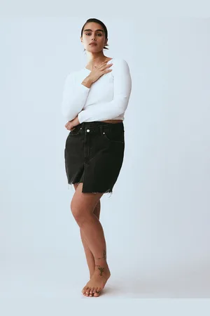 H&M Pure Cotton Wrapover-Waist Denim Skirt
