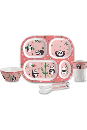 Cello Kidzbee Set of 5 BPA Free Quadmeal Bamboo Buddies Melamine Meal Set