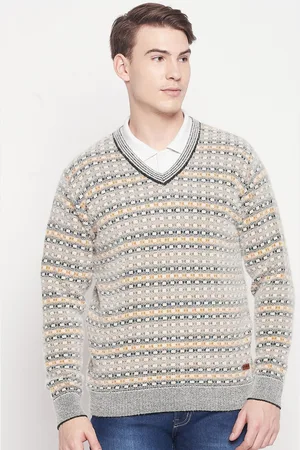 Duke Men Grey & Yellow Pullover