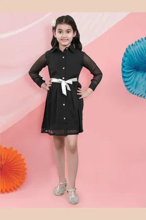 BAESD Girls Puff Sleeve Chiffon Shirt Dress