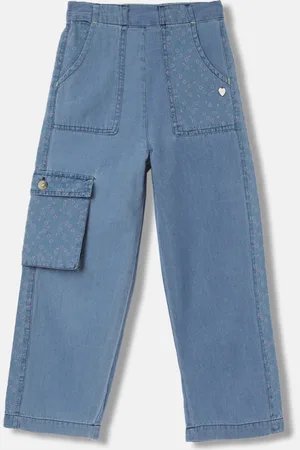 Blue Giraffe Girls Loose Fit Cargo Jeans