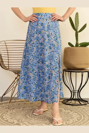 Berrylush Floral Printed High Rise A-Line Maxi Skirt
