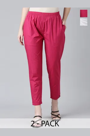 Twin Birds Women Pack Of 2 Mid-Rise Pure Cotton Cropped Cigarette Trousers
