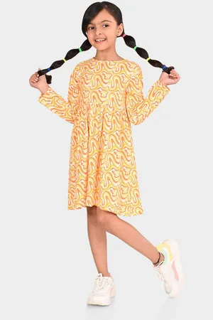 BONKIDS Girls Abstract Cotton A-Line Dress
