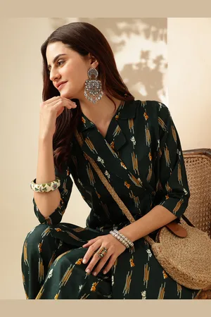 Anouk Floral Printed Shawl Neck Co-Ords Sets with Palazzo