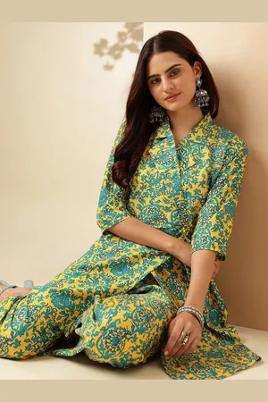 Anouk Printed Shawl Neck Co-Ords Sets With Palazzos