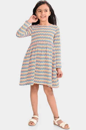 BONKIDS Girls Striped Cotton A-Line Dress