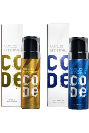 Wild Stone Men Set of Code Gold & Titanium Long Lasting Body Deodorant - 150 ml each