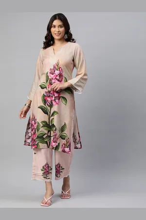 BUTA BUTI Floral Printed Pure Cotton Straight Kurta with Palazzos