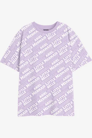 BONKIDS Girls Typography Printed Drop-Shoulder Sleeves Cotton Oversized T-shirt