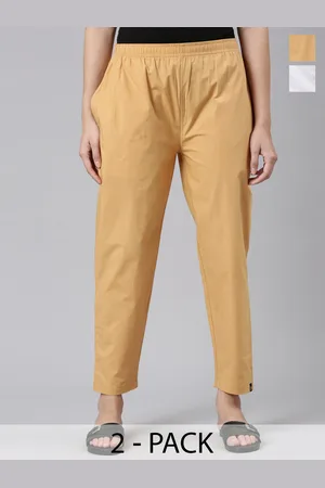 Twin Birds Women Pack Of 2 Mid-Rise Pure Cotton Cropped Cigarette Trousers