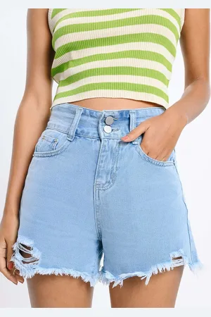 FREAKINS Women High-Rise Cut Out Cotton Regular Fit Denim Shorts