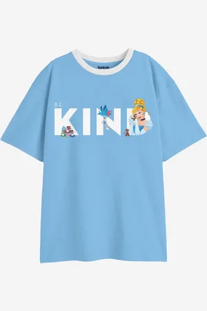 BONKIDS Girls Typography Printed Drop-Shoulder Sleeves Cotton Oversized T-shirt