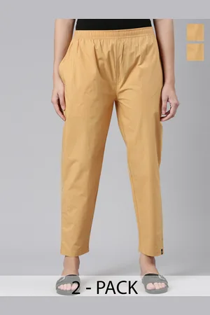 Twin Birds Women Pack Of 2 Mid-Rise Pure Cotton Cigarette Trousers