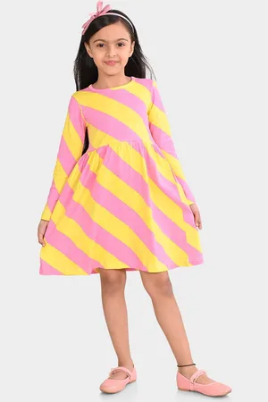 BONKIDS Girls Cotton Striped A-Line Dress