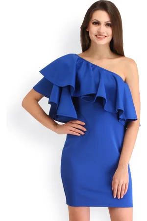 Cation Women Blue One-Shoulder Sheath Dress