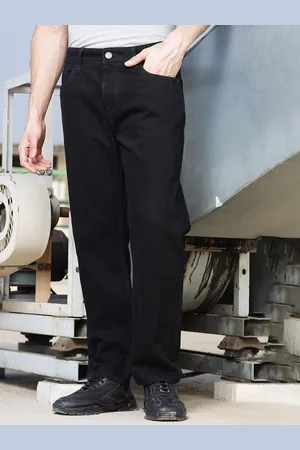 HERE&NOW Black Men Mid-Rise Loose Relaxed Fit Cotton Jeans