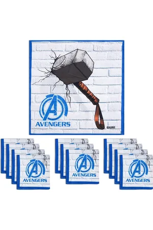 Kuber Industries Kids Pack Of 12 Avengers Printed Pure Cotton Handkerchiefs