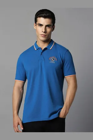 Louis Philippe Men Blue Polo Collar Applique Slim Fit T-shirt