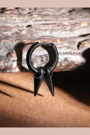 Roadster The Lifestyle Co. Men Silver-Toned & Black Rhodium-Plated Geometric Hoop Earrings