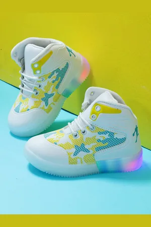 PASSION PETALS Kids Printed Mid Top Lightweight LED Sneakers