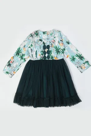 Bella Moda Girls Floral Print Pure Cotton A-Line Dress