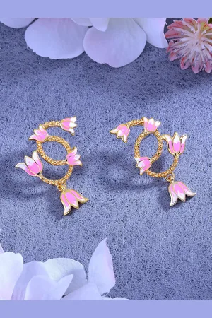 ESTELE Women Gold-Plated Floral Drop Earrings