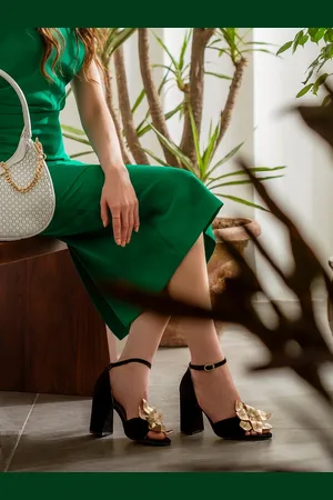 SAINT G. Embellished Open Toe Leather Block Heels With Bows