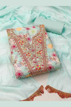 Kalini Floral Printed Gotta Patti Unstitched Dress Material