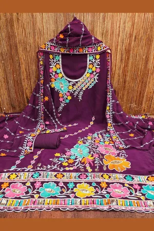 Kalini Ethnic Motifs Embroidered Silk Georgette Sequinned Unstitched Dress Material
