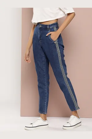 HARVARD Women Boyfriend Fit High-Rise Side Taping Stretchable Jeans
