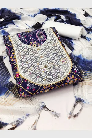 Kalini Ethnic Motifs Printed Gotta Patti Unstitched Dress Material